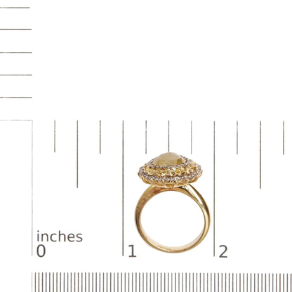 14K Yellow Gold 3.00 Cttw Yellow Rose Cut and White Diamond Halo Cocktail Ring (Yellow/I-J Color, I1-I2 Clarity) - Size 7 WEM Support (www.WEM.support)