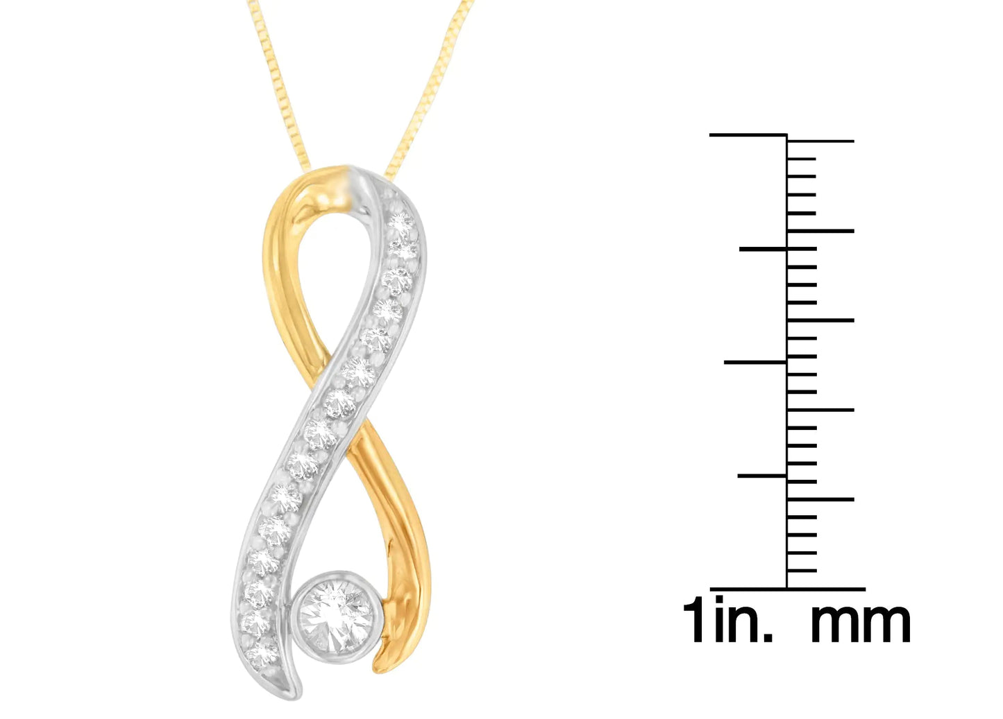 Colar com Pingente Radiant Ribbon em Ouro 10K Bicolor com 1/5 cttw de Diamantes (H-I, I1-I2) WEM Support (www.WEM.support)