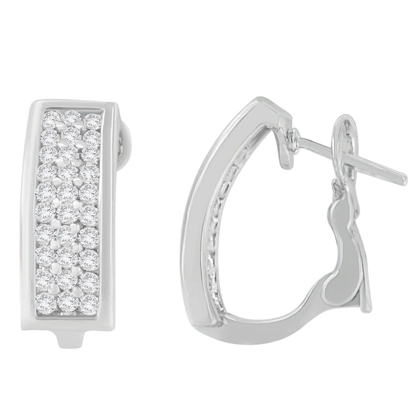 14K White Gold 1 cttw Round Cut Diamond Earrings (H-I, SI1-SI2) WEM Support (www.WEM.support)