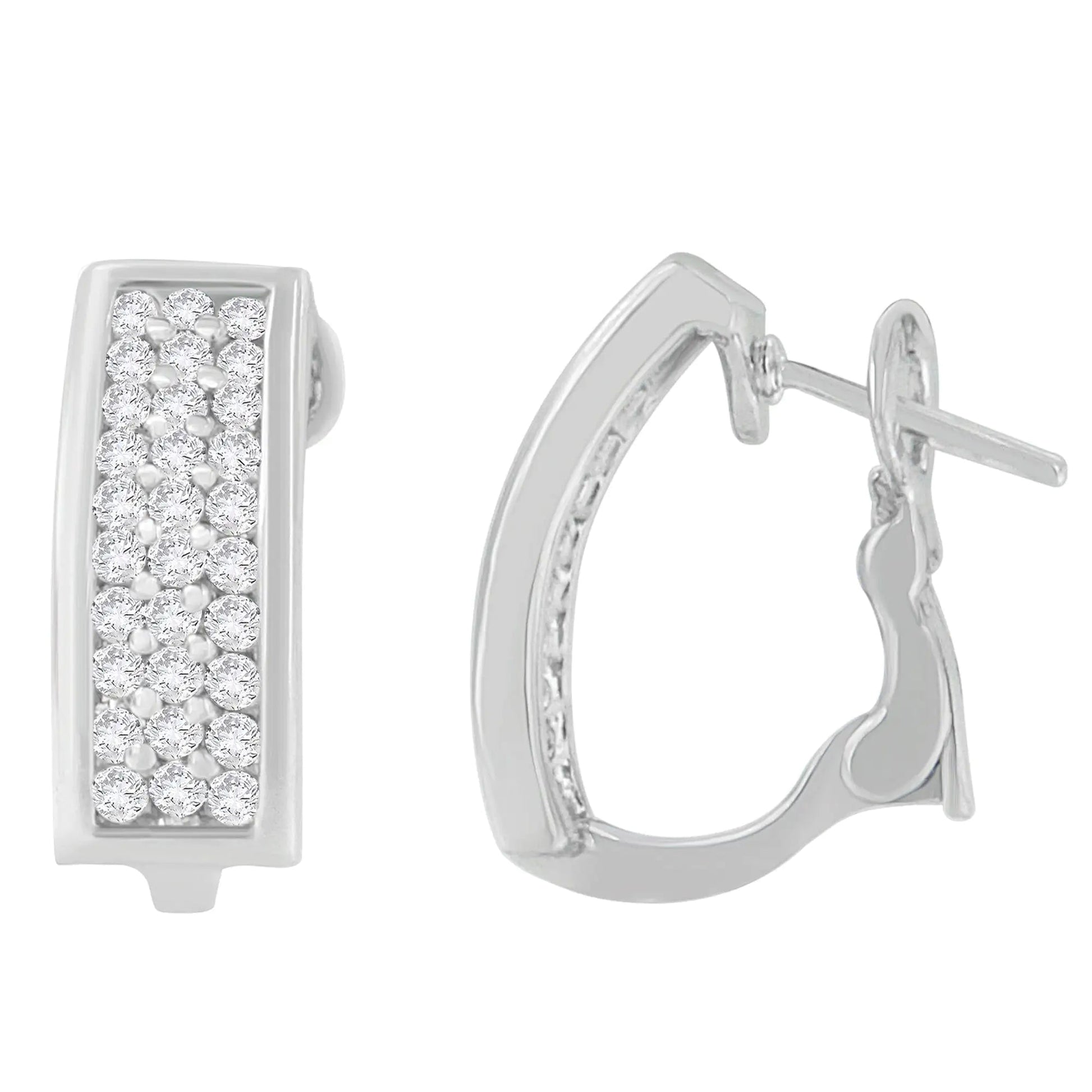14K White Gold 1 cttw Round Cut Diamond Earrings (H-I, SI1-SI2) WEM Support (www.WEM.support)