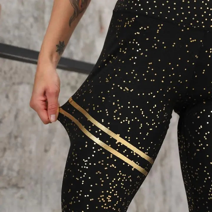 High Waisted Glittered Workout Leggings WEM Support (www.WEM.support)