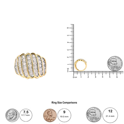 10 Yellow Gold 2.00 Cttw Diamond Multi Row Cocktail Band Ring (I-J Color, I1-I2 Clarity) WEM Support (www.WEM.support)