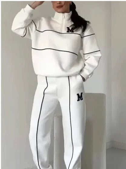 Womens 2 Piece Outfits Lounge Hoodless Pullover Sweatshirt Sweatsuit Sets Sweatshirt Baggy Fashion Sweatpants With Pockets WEM Support (www.WEM.support)