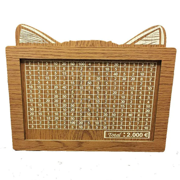 Wooden Piggy Bank with Cat Ears WEM Support (www.WEM.support)