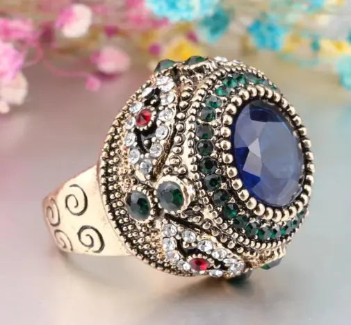 Vintage Gold Plated Inlaid Ring HejK.com