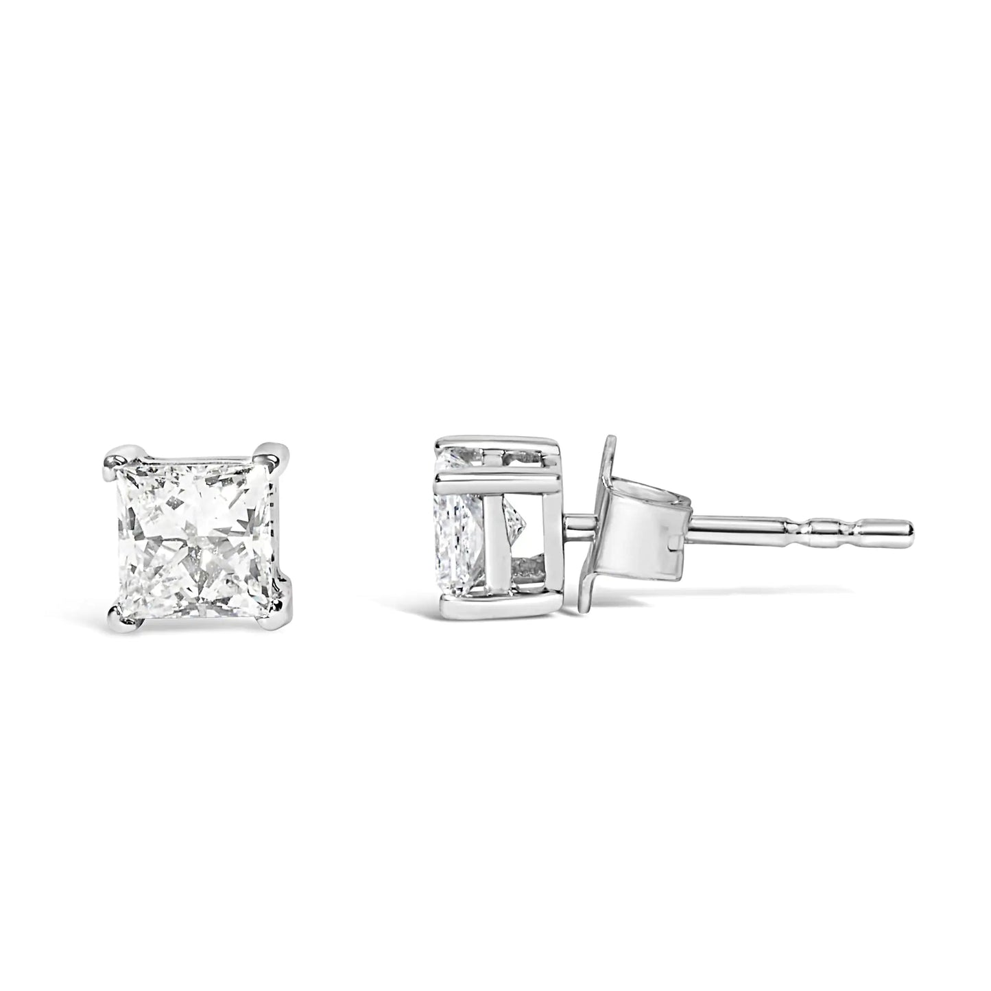 14K Weißgold 3/8 Karat Laborgezüchtete Princess-Cut Diamant Solitär Ohrstecker mit 4-Krappenfassung (VS1-VS2 Reinheit, F-G Farbe) WEM Support (www.WEM.support)