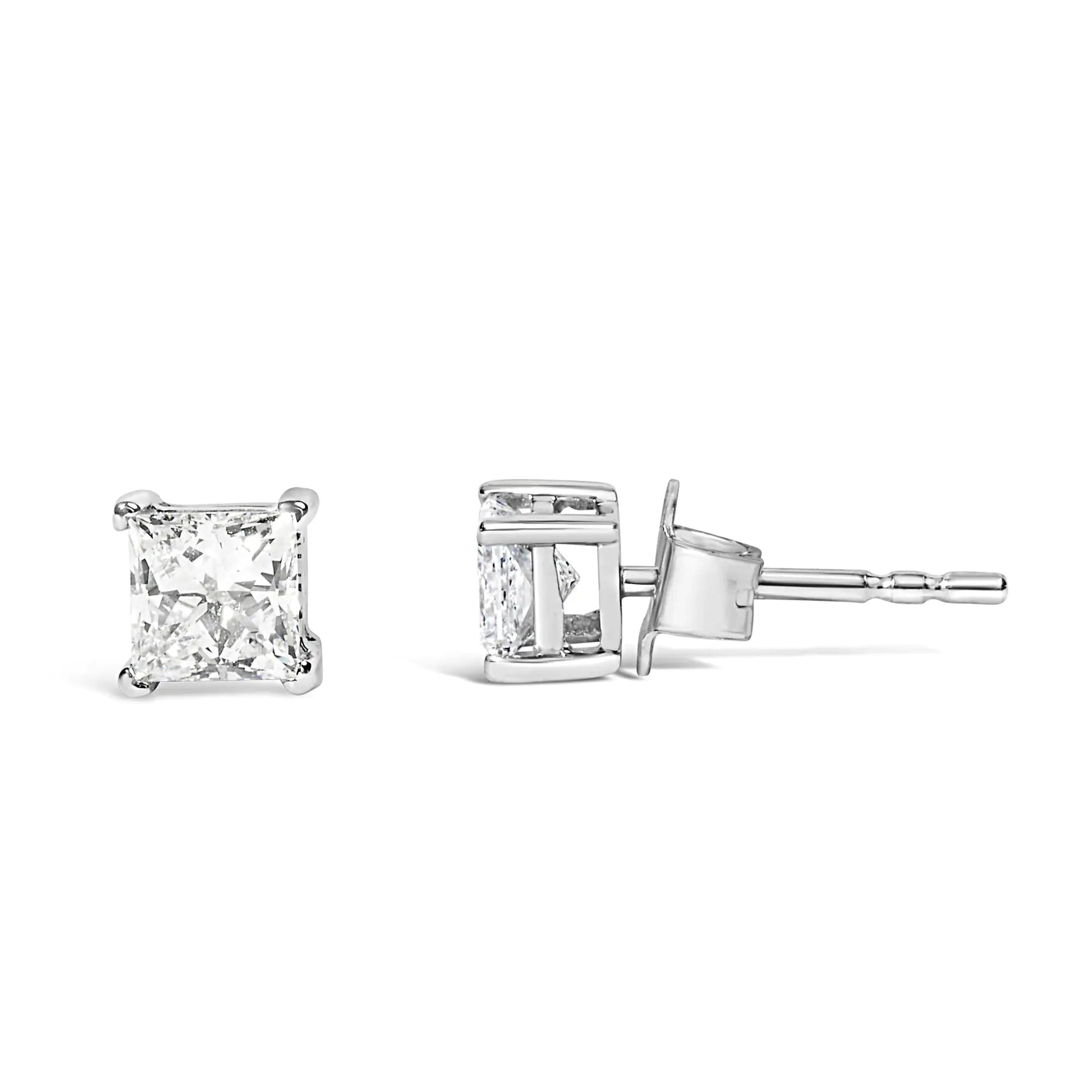 14K Weißgold 3/8 Karat Laborgezüchtete Princess-Cut Diamant Solitär Ohrstecker mit 4-Krappenfassung (VS1-VS2 Reinheit, F-G Farbe) WEM Support (www.WEM.support)