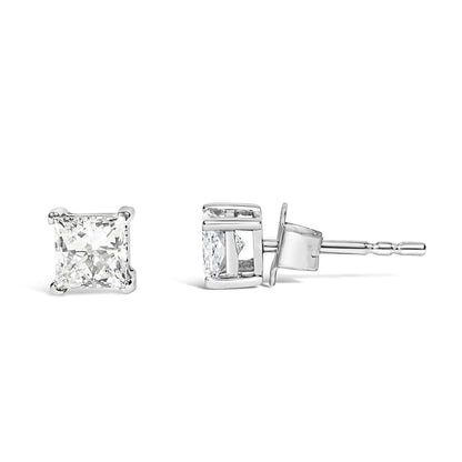 14K Weißgold 3/8 Karat Laborgezüchtete Princess-Cut Diamant Solitär Ohrstecker mit 4-Krappenfassung (VS1-VS2 Reinheit, F-G Farbe) WEM Support (www.WEM.support)