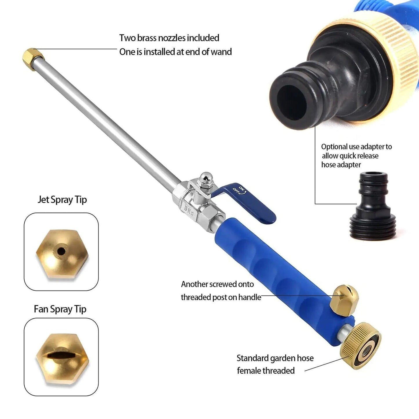 High Pressure Power Washer Water Spray Gun Nozzle Wand Attachment Garden Hose WEM Support (www.WEM.support)