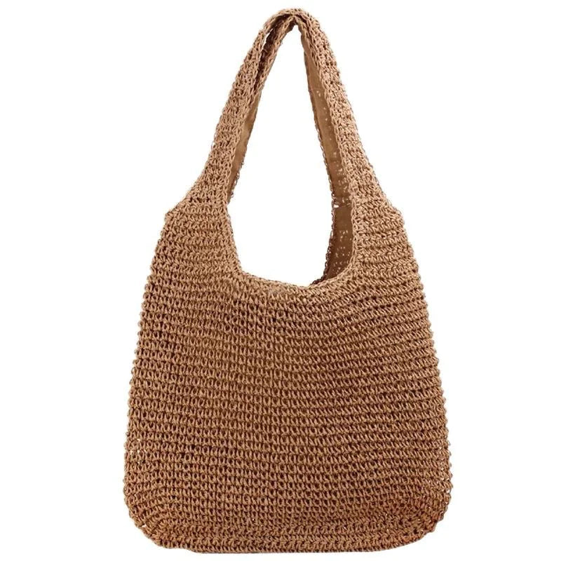 Women's Simple Holiday Straw Shoulder Bag WEM Support (www.WEM.support)
