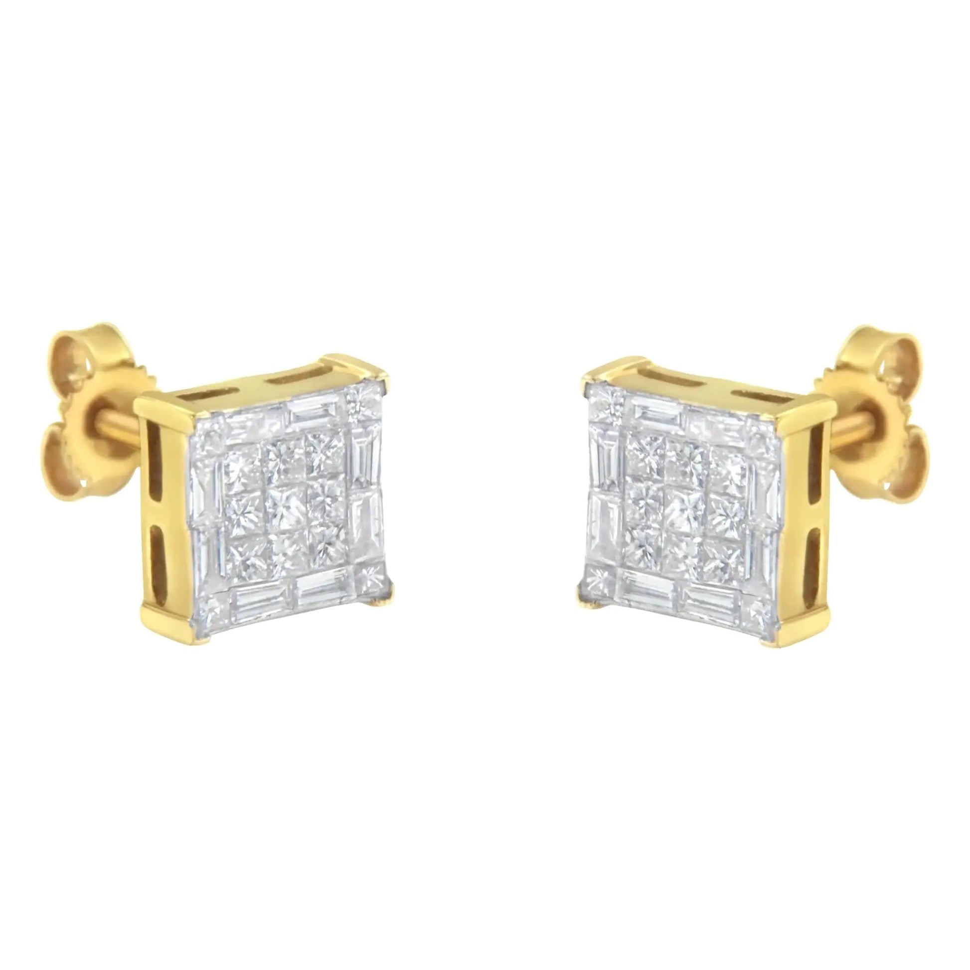 10KT Yellow Gold Diamond Stud Earrings (1 cttw, I-J Color, SI2-I1 Clarity) WEM Support (www.WEM.support)