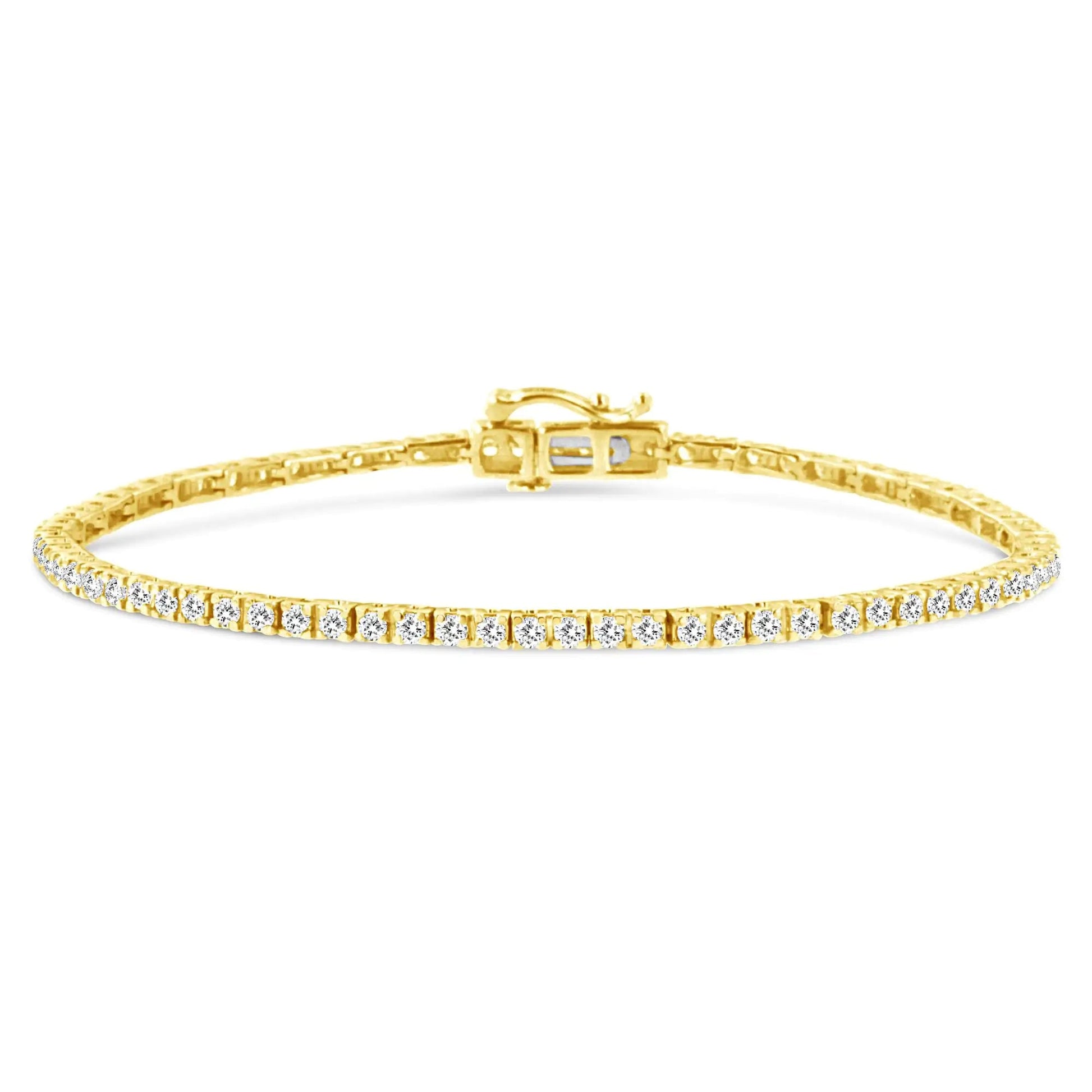 14K Yellow Gold Plated .925 Sterling Silver 2.0 Cttw Diamond Classic Link Tennis Bracelet (K-L Color, I2-I3 Clarity) - 7-1/4" WEM Support (www.WEM.support)