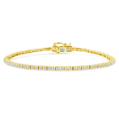 14K Yellow Gold Plated .925 Sterling Silver 2.0 Cttw Diamond Classic Link Tennis Bracelet (K-L Color, I2-I3 Clarity) - 7-1/4" WEM Support (www.WEM.support)