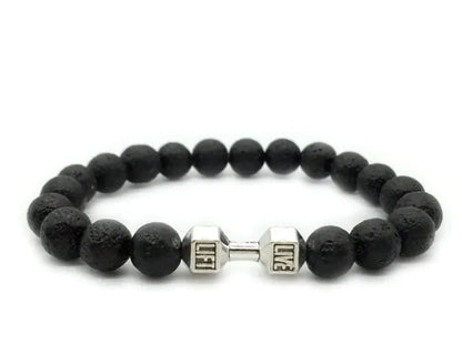 Men's Barbell & Lava Rock Dumbbell Bracelet WEM Support (www.WEM.support)