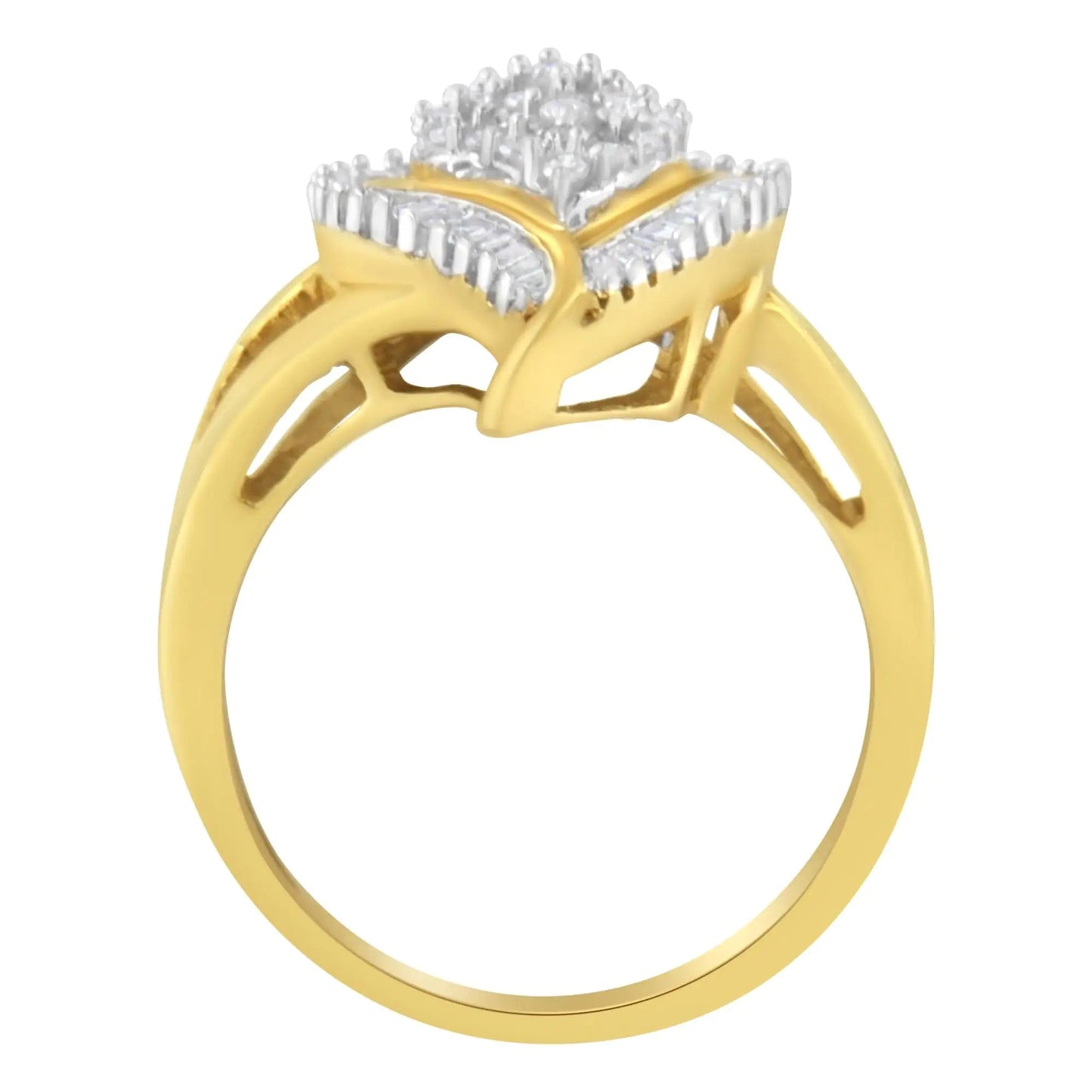 10K Yellow Gold Diamond Cluster Ring (1/2 Cttw, I-J Color, I1-I2 Clarity) WEM Support (www.WEM.support)
