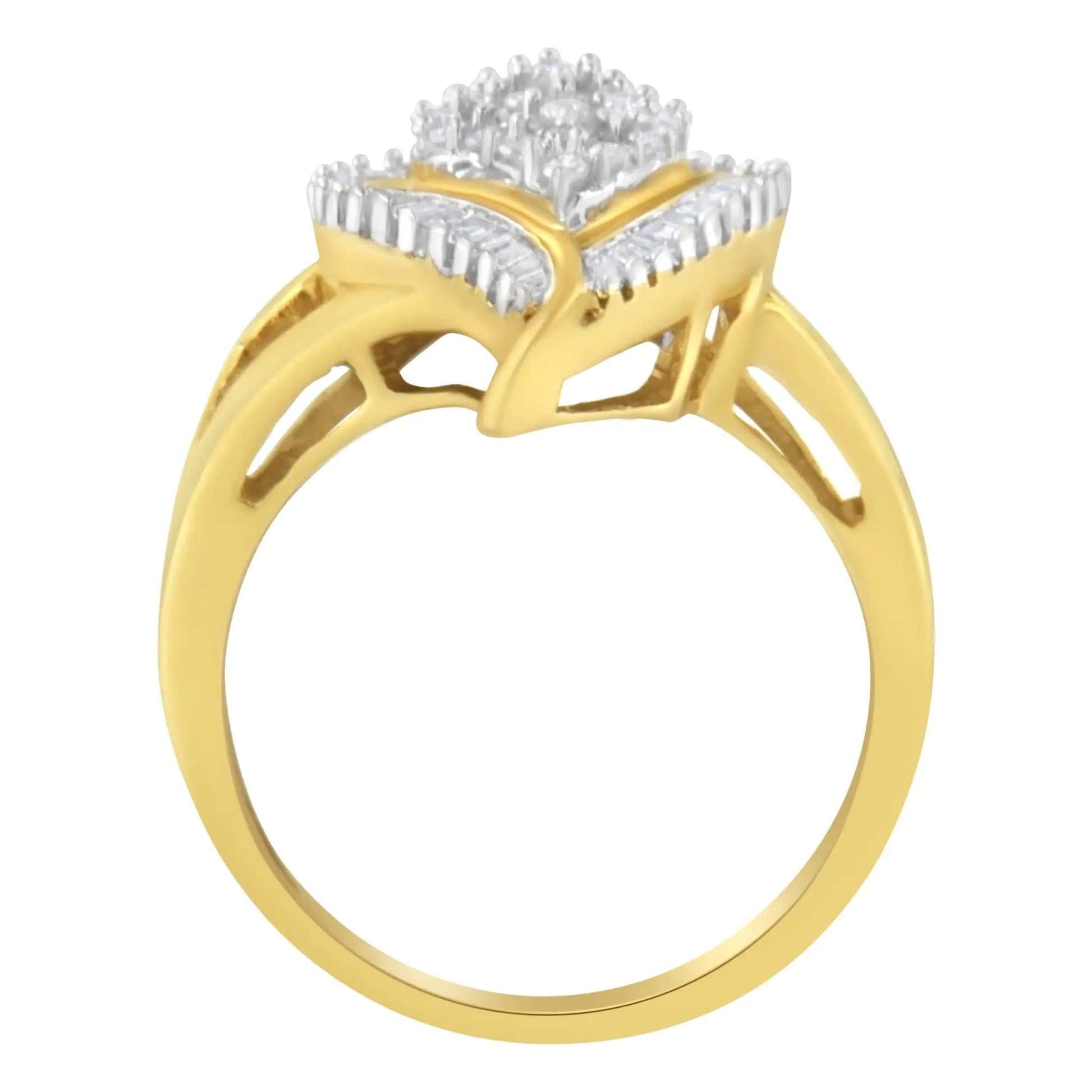 10K Yellow Gold Diamond Cluster Ring (1/2 Cttw, I-J Color, I1-I2 Clarity) WEM Support (www.WEM.support)