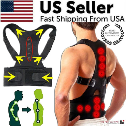 Posture Corrector Support Magnetic Back Shoulder Brace Belt Band For Men Women WEM Support (www.WEM.support)