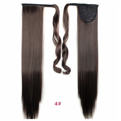 Synthetic Long Straight Wrap Around Hair Extension WEM Support (www.WEM.support)