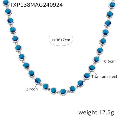 Titanium Steel Zircon Color Mix Bracelet & Necklace Set WEM Support (www.WEM.support)