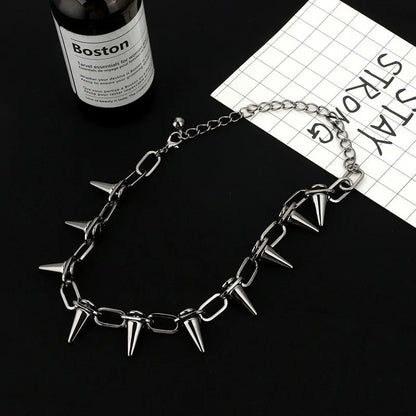 Handmade Choker Necklace Silver Spike Rivet WEM Support (www.WEM.support)