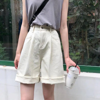 Harajuku High Waist Wide Leg Shorts for Women