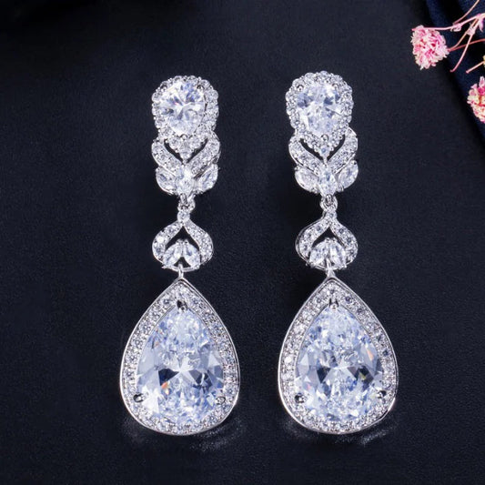 Crystal Bridal Long Earrings WEM Support (www.WEM.support)