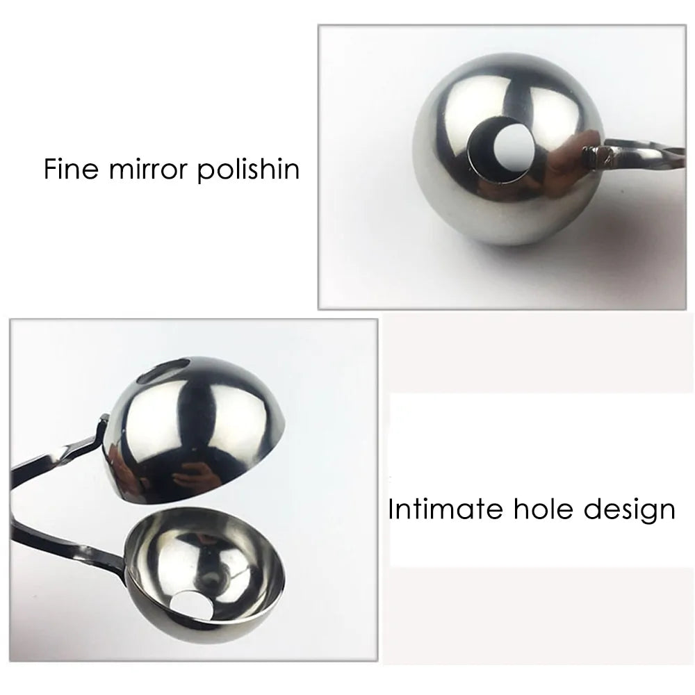 Metallic ball with 'Fine mirror polish' and 'Intimate hole design' text on a white background