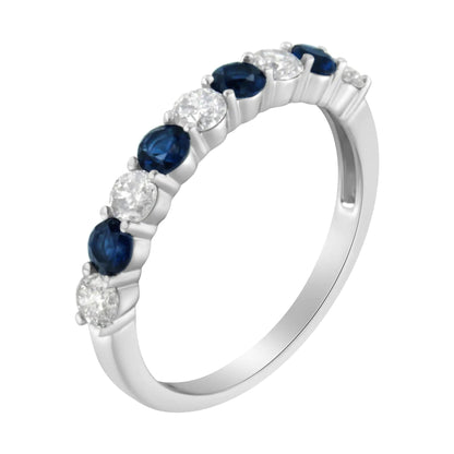 10KT White Gold 1/2 cttw Diamond and 3MM Created Gemstone Band Ring (H-I, I1-I2) WEM Support (www.WEM.support)
