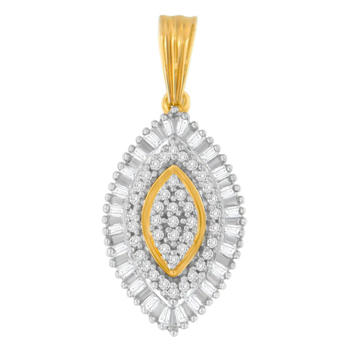 10K Yellow Gold Multi-Cut Diamond Golden Burst Halo Pendant Necklace (0.5 cttw, I-J Color, I2-I3 Clarity) WEM Support (www.WEM.support)