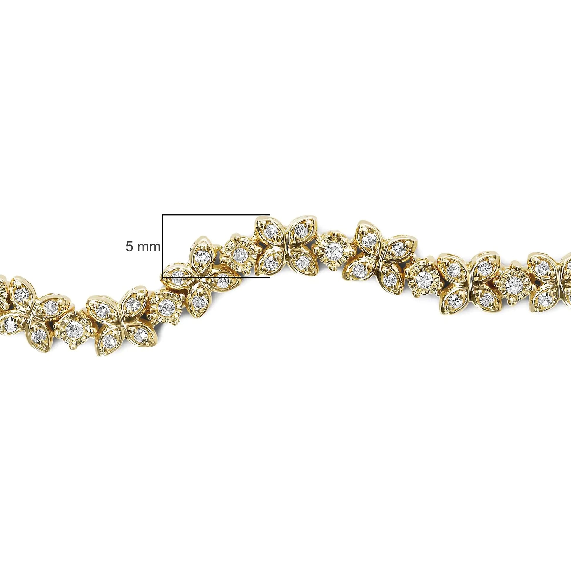 18K Yellow Gold Plated .925 Sterling Silver 1/4 Cttw Diamond Marquise Shaped Link 4"-10" Adjustable Bolo Bracelet (I-J Color, I1-I2 Clarity) WEM Support (www.WEM.support)