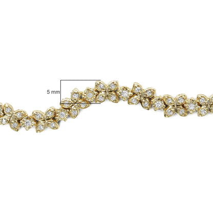 18K Yellow Gold Plated .925 Sterling Silver 1/4 Cttw Diamond Marquise Shaped Link 4"-10" Adjustable Bolo Bracelet (I-J Color, I1-I2 Clarity) WEM Support (www.WEM.support)