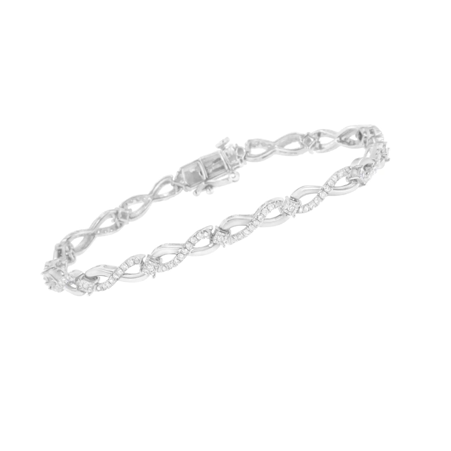 .925 Sterling Silver 1.0 Cttw Prong Set Diamond Infinity Link Bracelet (I-J Color, I2-I3 Clarity) - 7.25" WEM Support (www.WEM.support)