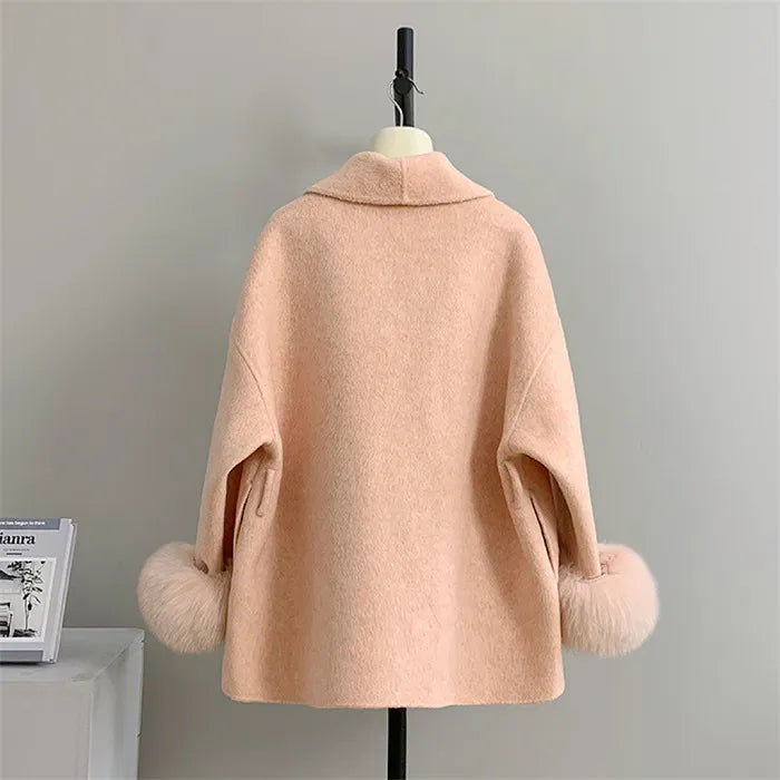 Fox Fur Elegant Double-sided Cashmere Coat WEM Support (www.WEM.support)