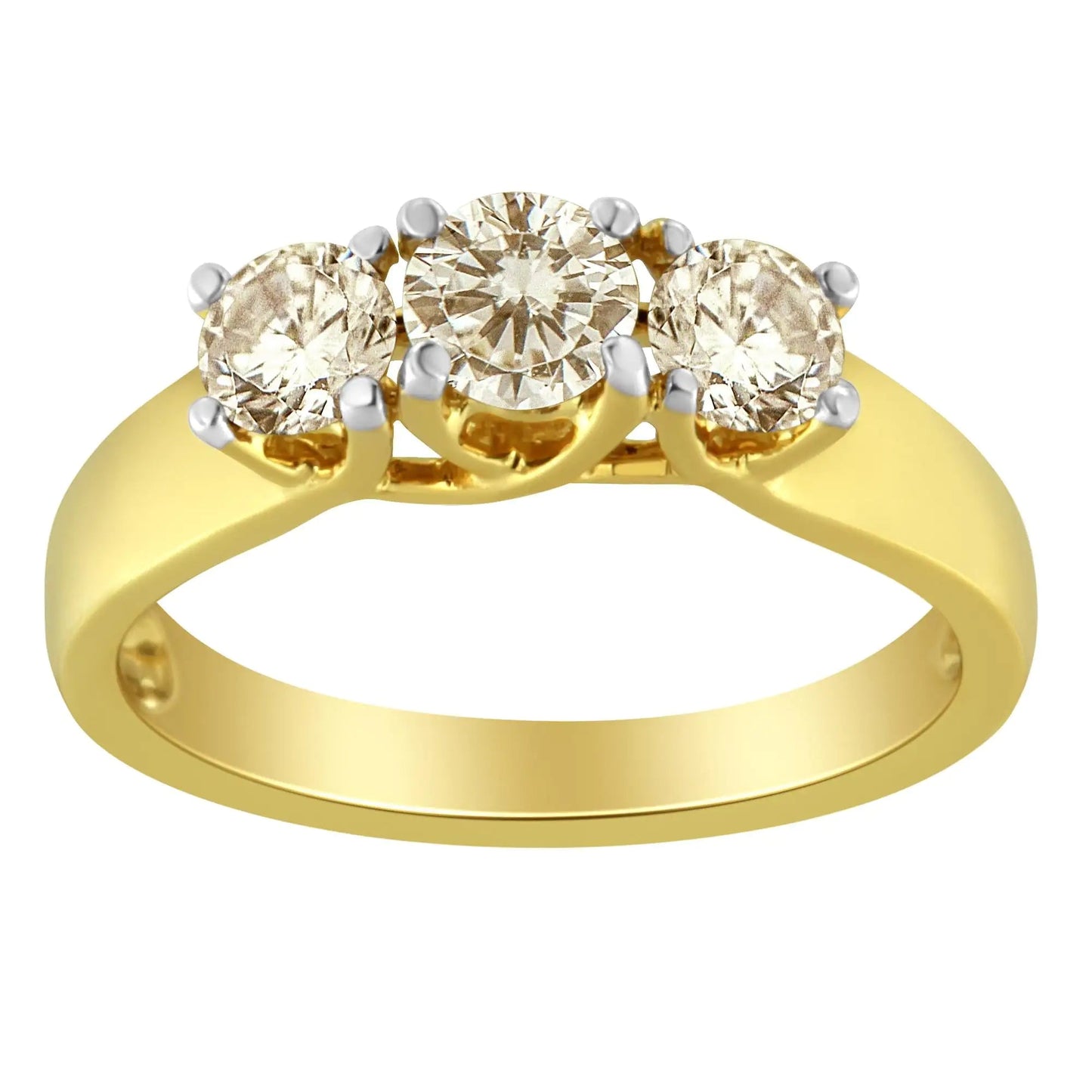 10K Yellow Gold Diamond 3-Stone Ring (1 Cttw, J-K Color, I1-I2 Clarity) WEM Support (www.WEM.support)