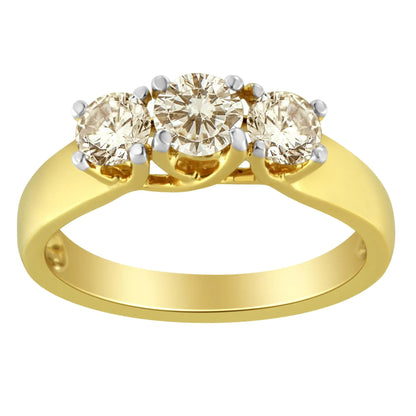 10K Yellow Gold Diamond 3-Stone Ring (1 Cttw, J-K Color, I1-I2 Clarity) WEM Support (www.WEM.support)