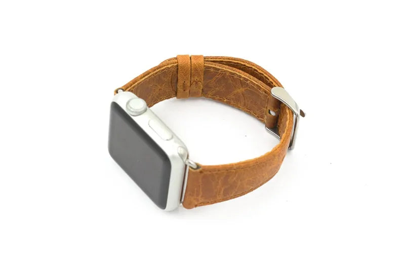 Handmade Vintage Leather iWatch Strap WEM Support (www.WEM.support)