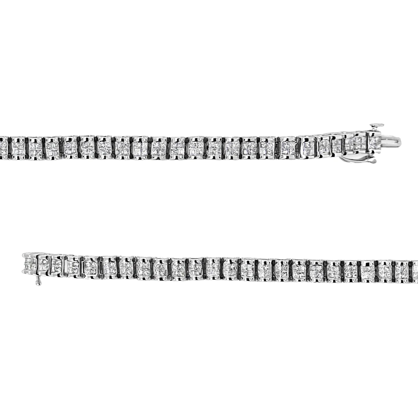 14K White Gold 3.00 Cttw Princess Diamond Composite Link Tennis Bracelet (I-J Color, I1-I2 Clarity) - 7.25" WEM Support (www.WEM.support)