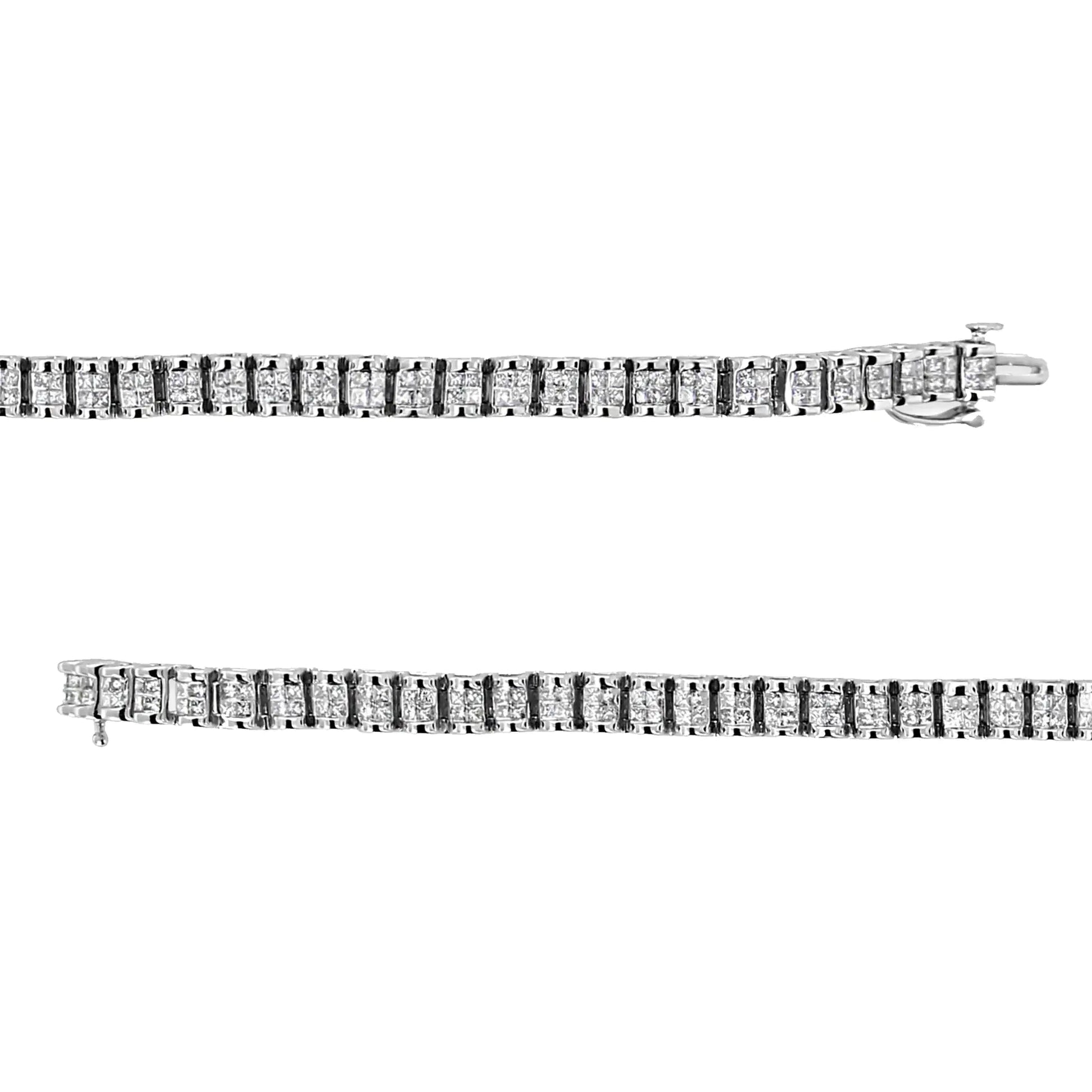 14K White Gold 3.00 Cttw Princess Diamond Composite Link Tennis Bracelet (I-J Color, I1-I2 Clarity) - 7.25" WEM Support (www.WEM.support)