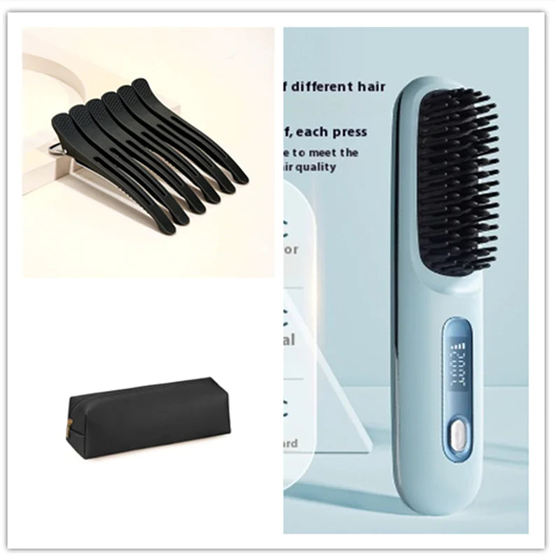 2-in-1 Wireless Hair Straightener Brush WEM Support (www.WEM.support)
