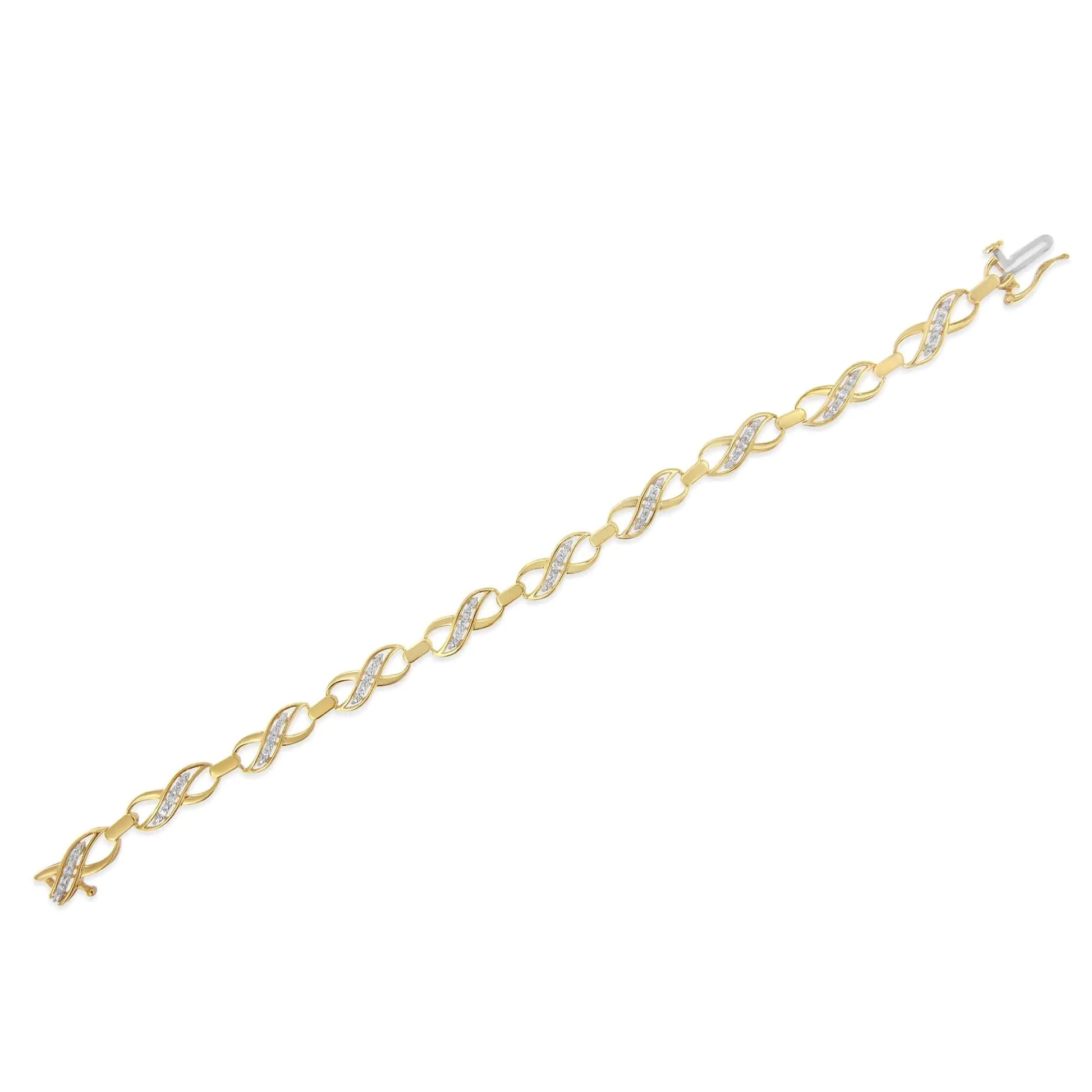 10K Yellow Gold Round-Cut Infinite Love Diamond Bracelet (0.25 cttw, I-J Color, I2-I3 Clarity) WEM Support (www.WEM.support)