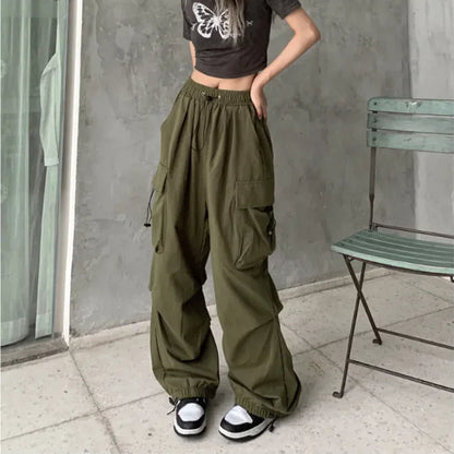 Retro Wide-Leg Casual Pants with Corset Detail and Large Pockets WEM Support (www.WEM.support)