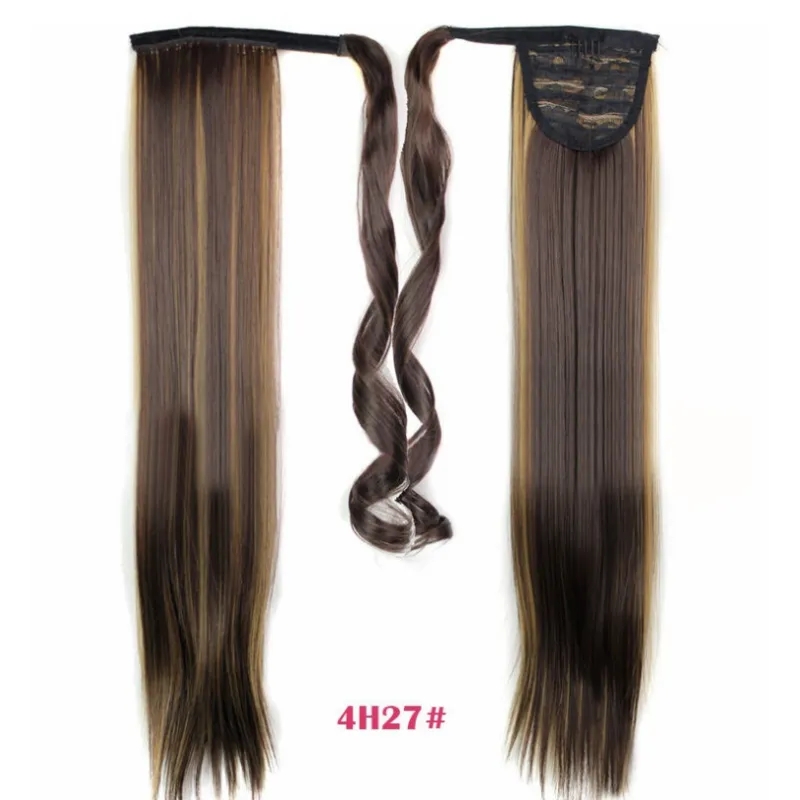 Synthetic Long Straight Wrap Around Hair Extension WEM Support (www.WEM.support)