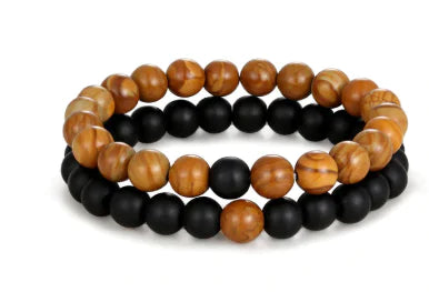 2 Pieces Distance Bracelet Pierre Naturelle Yin Yang Beads Bracelets WEM Support (www.WEM.support)