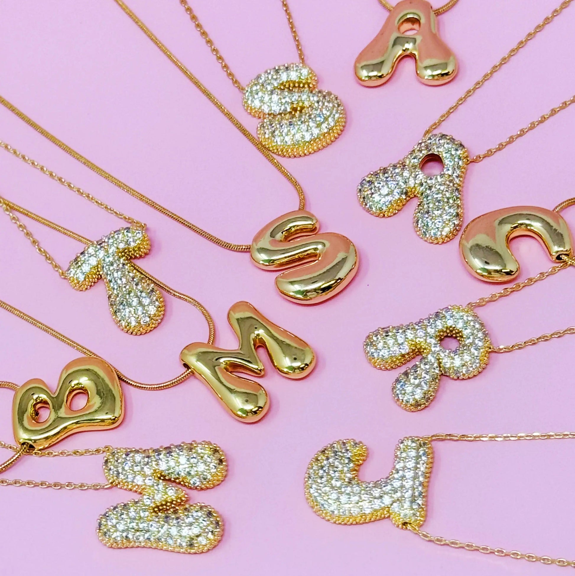 Crystal Bubble Initial Necklace WEM Support (www.WEM.support)