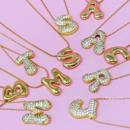 Crystal Bubble Initial Necklace WEM Support (www.WEM.support)