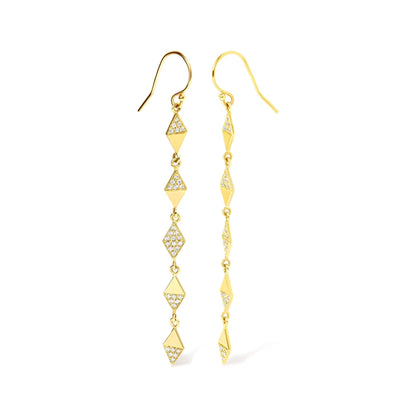 14K Yellow Gold 1/3 Cttw Diamond Studded Kite Drop and Dangle Earrings (H-I Color, SI2-I1 Clarity) WEM Support (www.WEM.support)