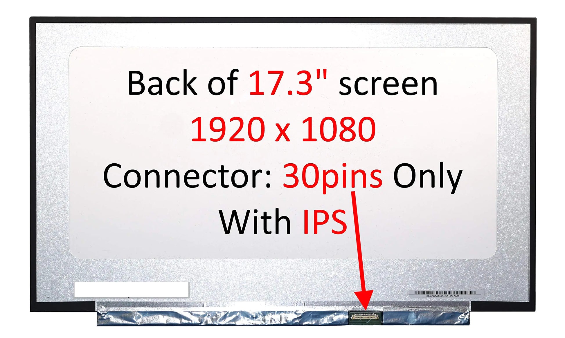 The image shows the back of a 17.3-inch laptop screen with a 1920 x 1080 resolution.