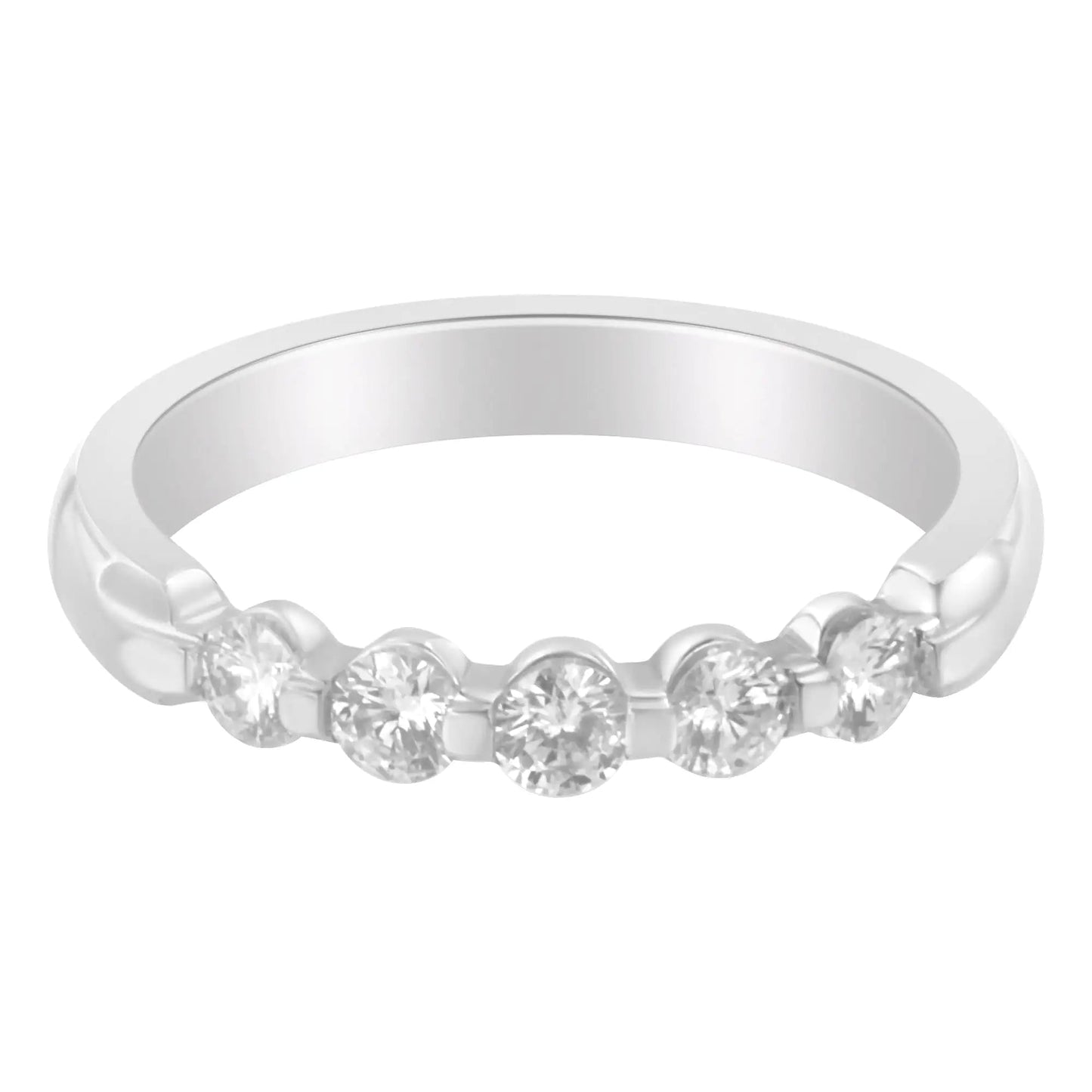 14K White Gold 1/2 cttw Diamond 5-Stone Band Ring (H-I Clarity, SI2-I1 Color) WEM Support (www.WEM.support)