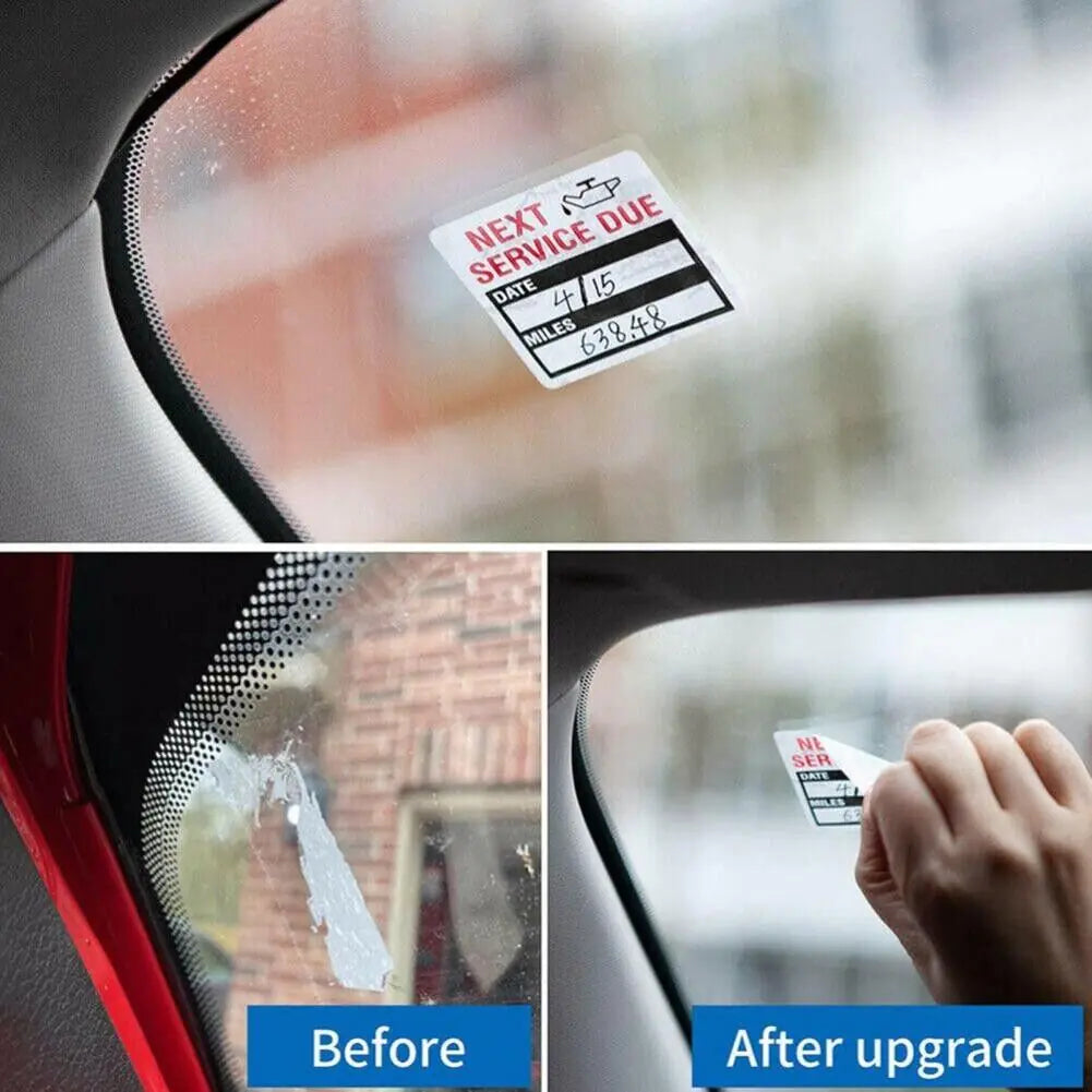 300 Oil Change Service Reminder Stickers Clear Window Lite Sticker Pack 2"x2" US WEM Support (www.WEM.support)