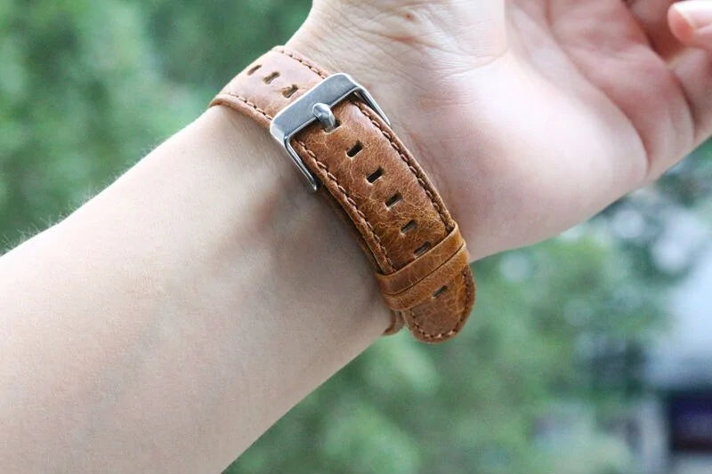 Handmade Vintage Leather iWatch Strap WEM Support (www.WEM.support)